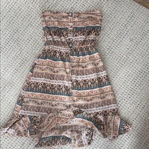 Bohemian Strapless Dress - Multicolor